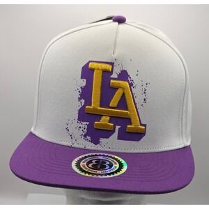 Brisco Brands LA Gold Purple White‎ Baseball Cap Snapback Hat Los Angeles NWT
